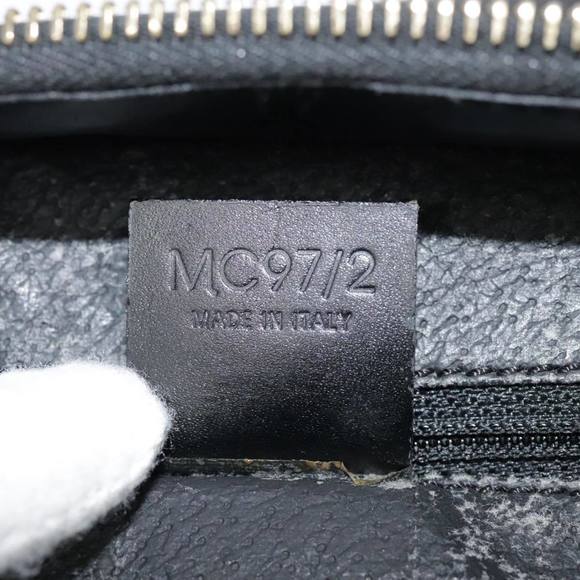 CELINE Macadam Canvas Hand Bag PVC Leather Black Gold Auth 91655 - Picture 12 of 16